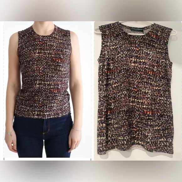 Dolce Gabbana Multicolor Print Knit Wool Top IT46 US14